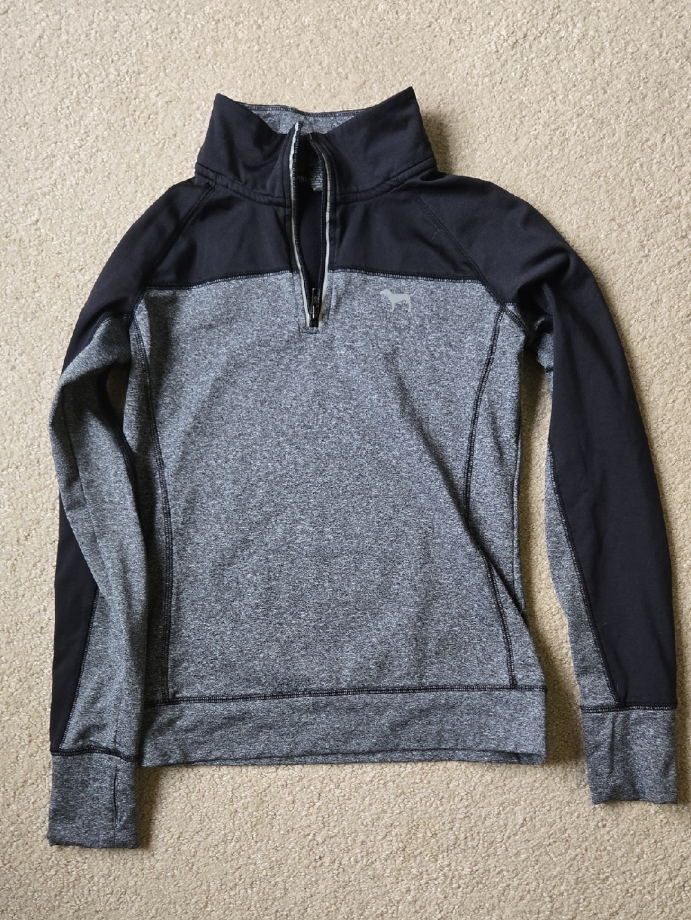 Grey & Black Half-Zip Athletic Pullover